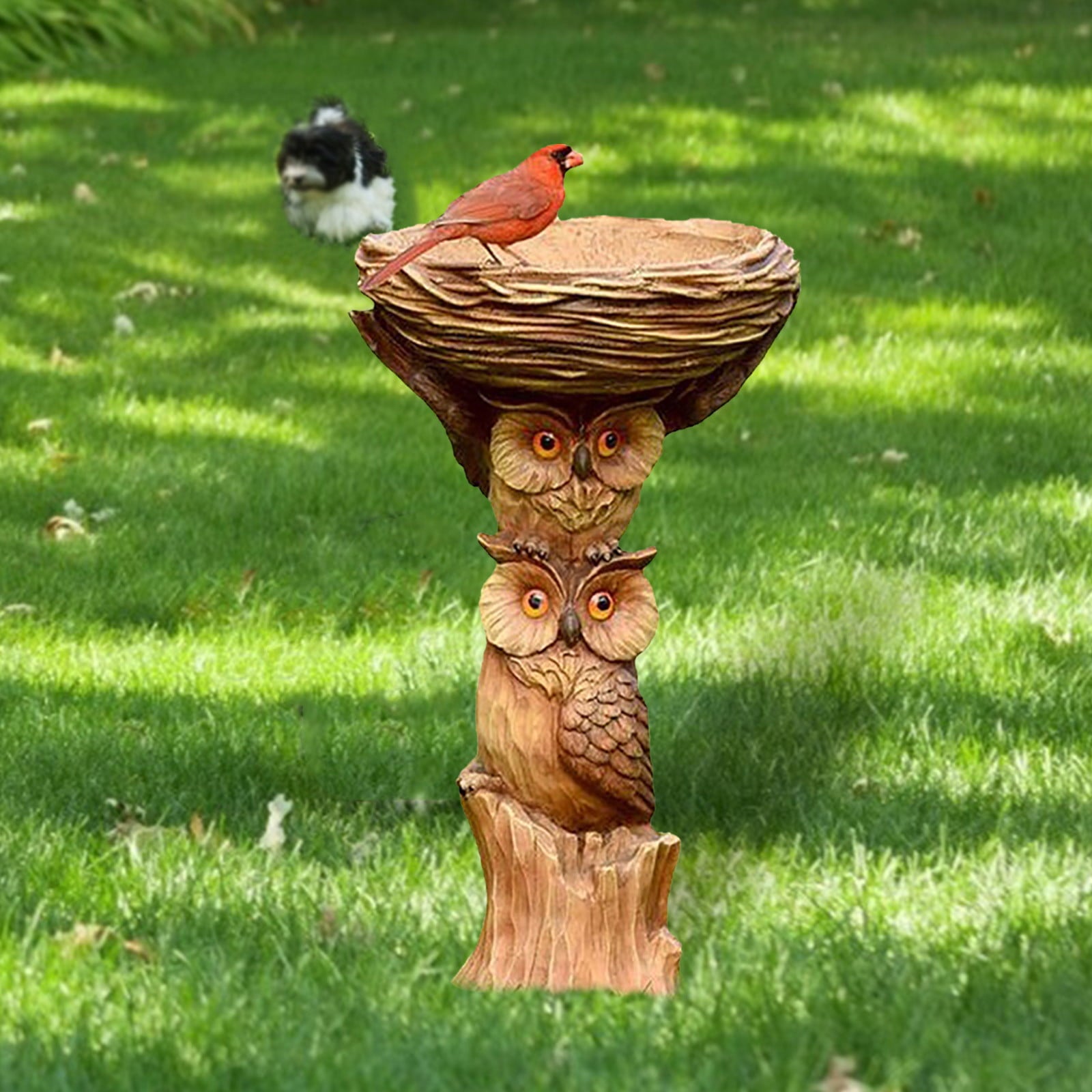 Pompotops Outdoor Bird Bath Flower And Bird Feeder Decoration With Flower Pot Base