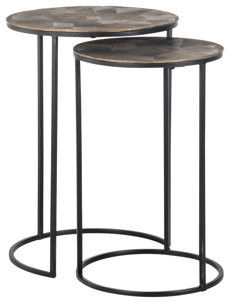 Round Gold Nested End Tables (2)  OROA Tulum   Industrial   Coffee Table Sets   by Oroa   Distinctive Furniture  Houzz