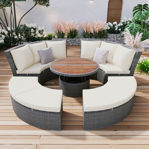 Nestfair 5Piece AllWeather PE Wicker Sectional Sofa Set with Cushions