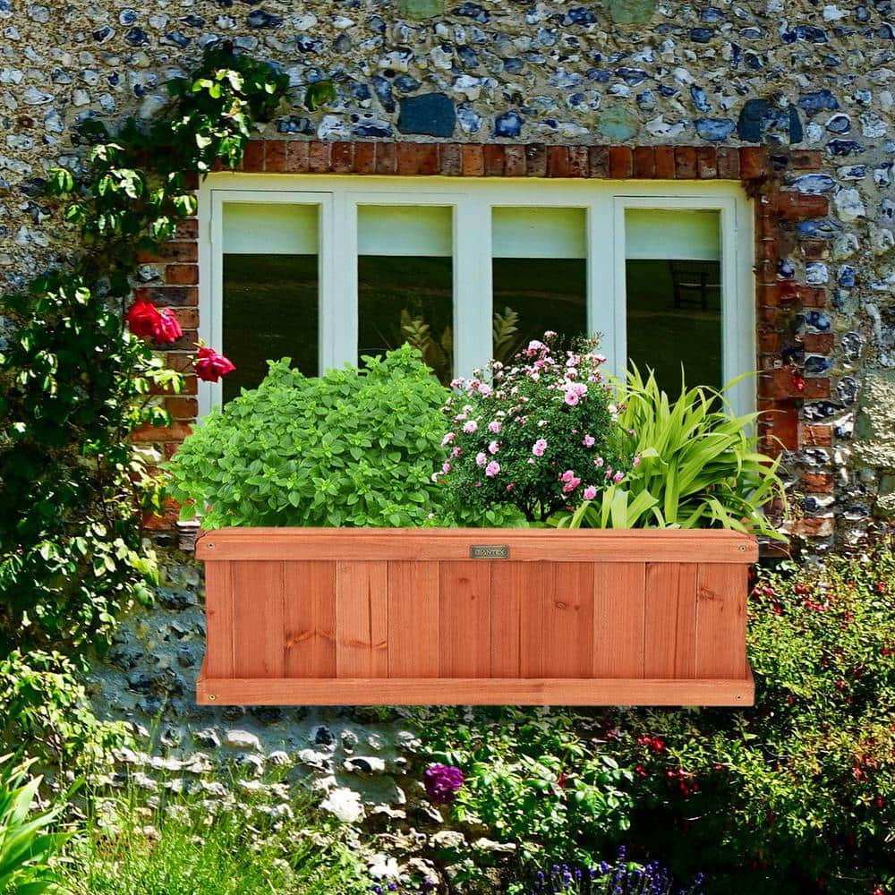 Costway 28 in. Rectangular Wood Flower Planter Box Garden Yard Decorative Window Box J9D34-A31