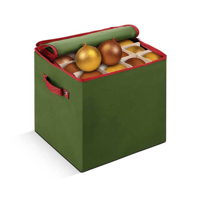 Osto Christmas Decorative Ornament Storage Box Stores Up To 64 Holiday Ornaments Of 3 Inches Non woven Fabric With Carry Handles And Card Slot