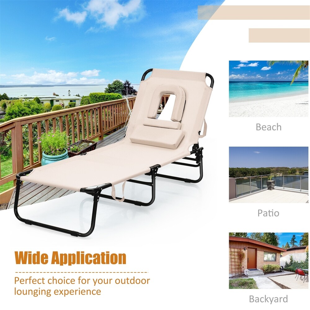 Outdoor Folding Chaise Beach Pool Patio Lounge Chair Bed