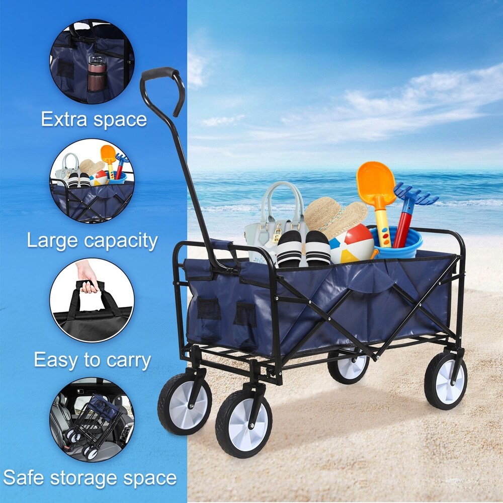 Foldable Utility Wagons Folding Cart 200 lbs Capacity for Outdoor Use