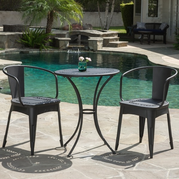 Lourdes Outdoor 3piece Cast Bistro Set by Christopher Knight Home