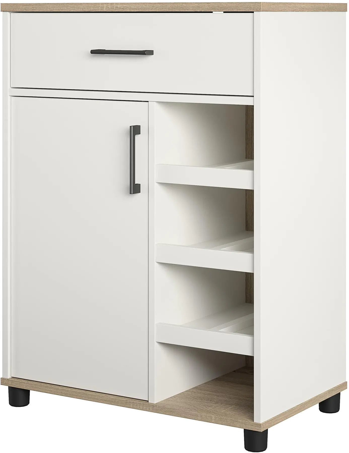 Whitmore White Bar Cabinet with Beverage Shelves