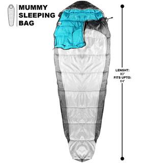 KHOMO GEAR 3-Season Mummy Style Sleeping Bag in Gray GER-1134