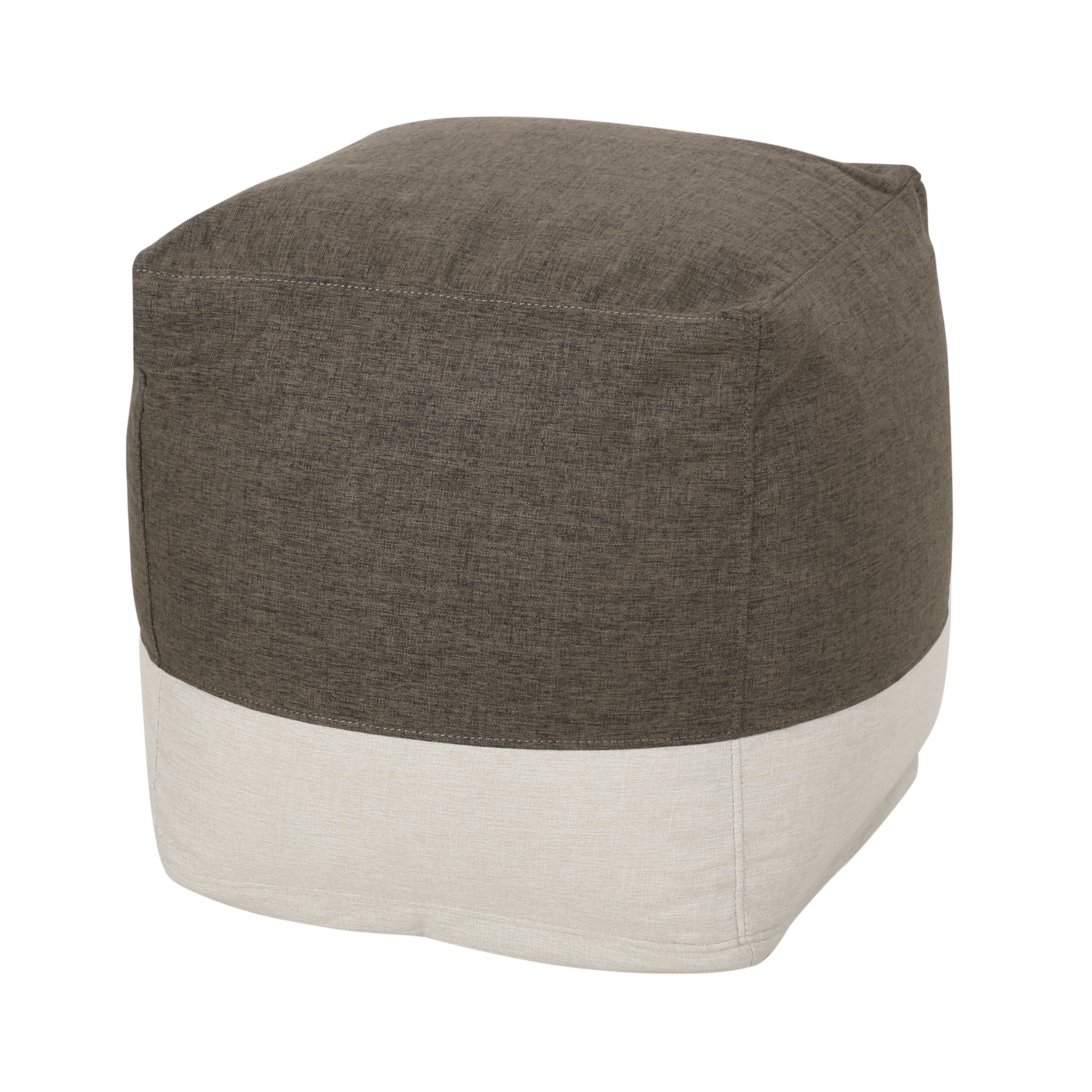 Punjab Tattnall Contemporary Two Tone Fabric Cube Pouf