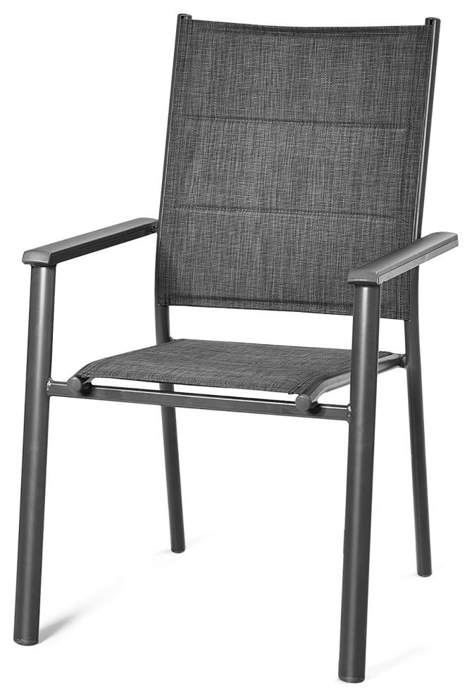 Costway Set of 16 Patio Dining Chair Stackable Padded Armrest No Assembly   Contemporary   Dining Chairs   by Costway INC.  Houzz