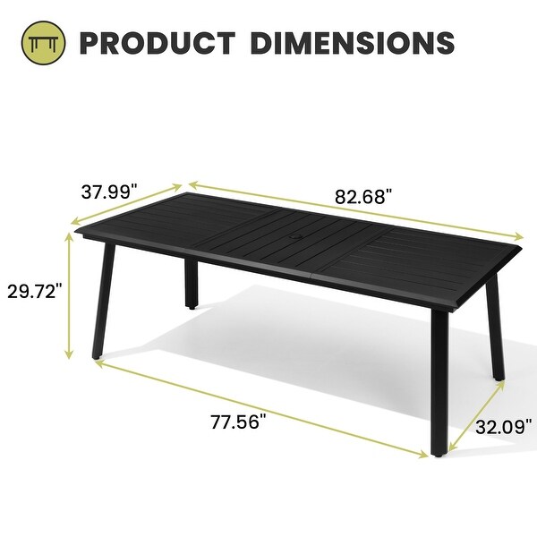 Outdoor Aluminum Dining Table Black with Umbrella Hole