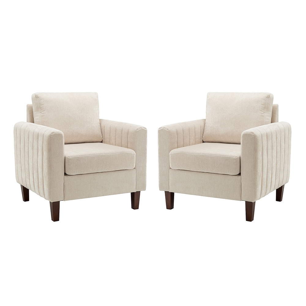 Ganymedes Comfy Accent Club Chair with Wood Base Set of 2 by HULALA HOME