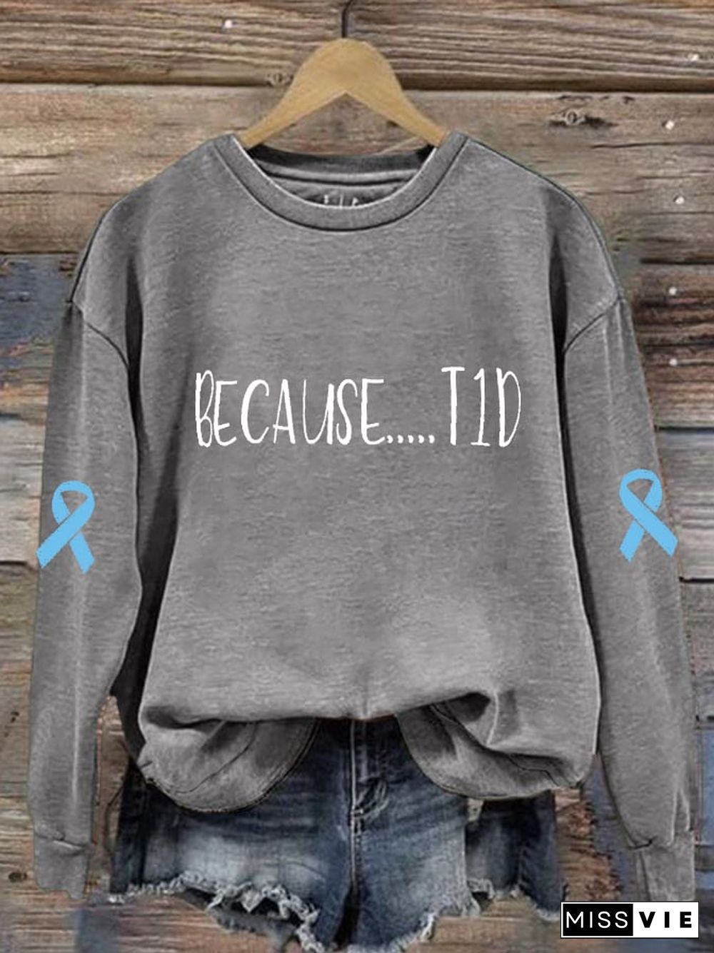 Women's Diabetes Awareness Print Long Sleeve Sweatshirt