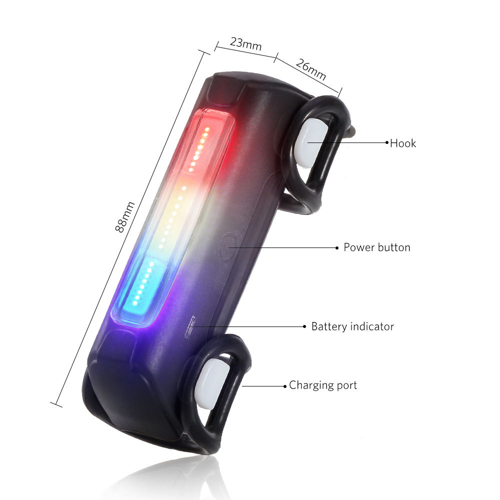 Bright Bike Light USB Rechargeable Bicycle Tail Light Waterproof 7 Modes 120LM 200m for Cycling Safety Flashlight