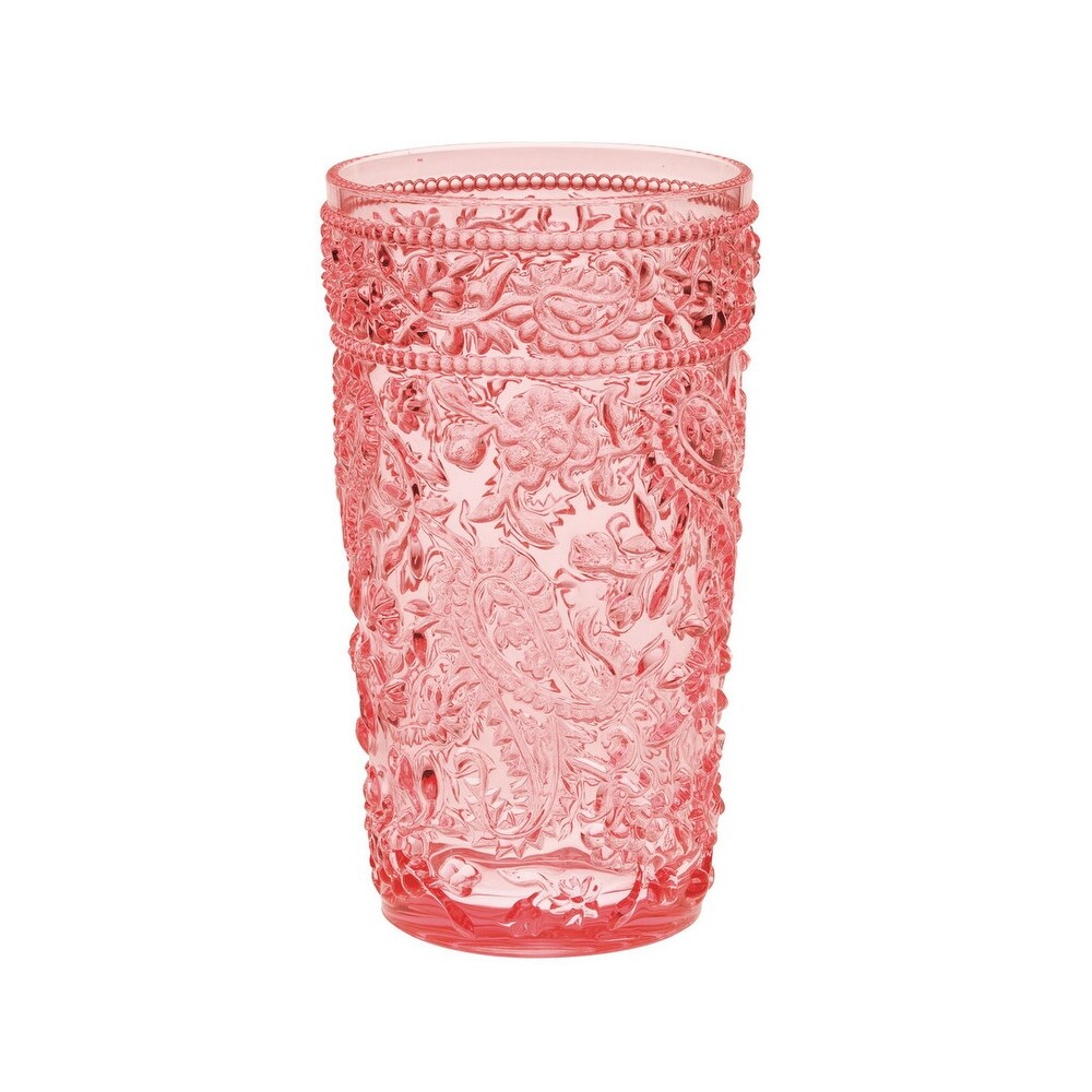 LeadingWare Paisley Acrylic Glasses Drinking Set of 4 (17oz)  Plastic Water Drinking Glasses  Cocktail Glasses  Drinkware Set