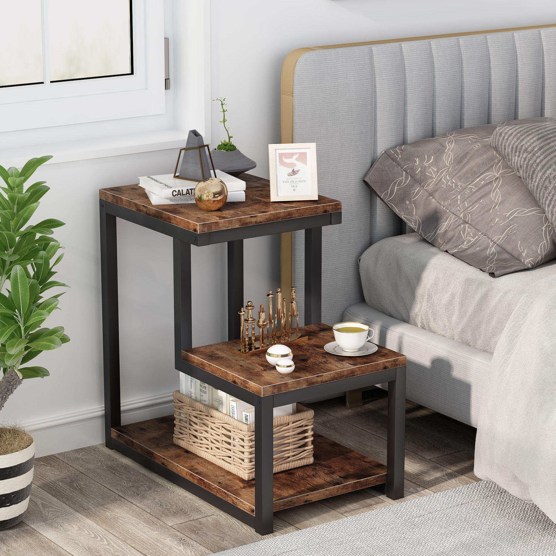 Side Table End Table Nightstand Sofa Table Industrial Accent Furniture Bedside Table