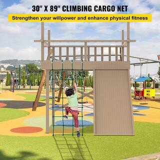 VEVOR Climbing Cargo Net 30 x 89 in. Polyester Playground Climbing Net with 500 lb. Load Large Military Climbing Cargo Net PPWLSBDD30X77ANBTV0