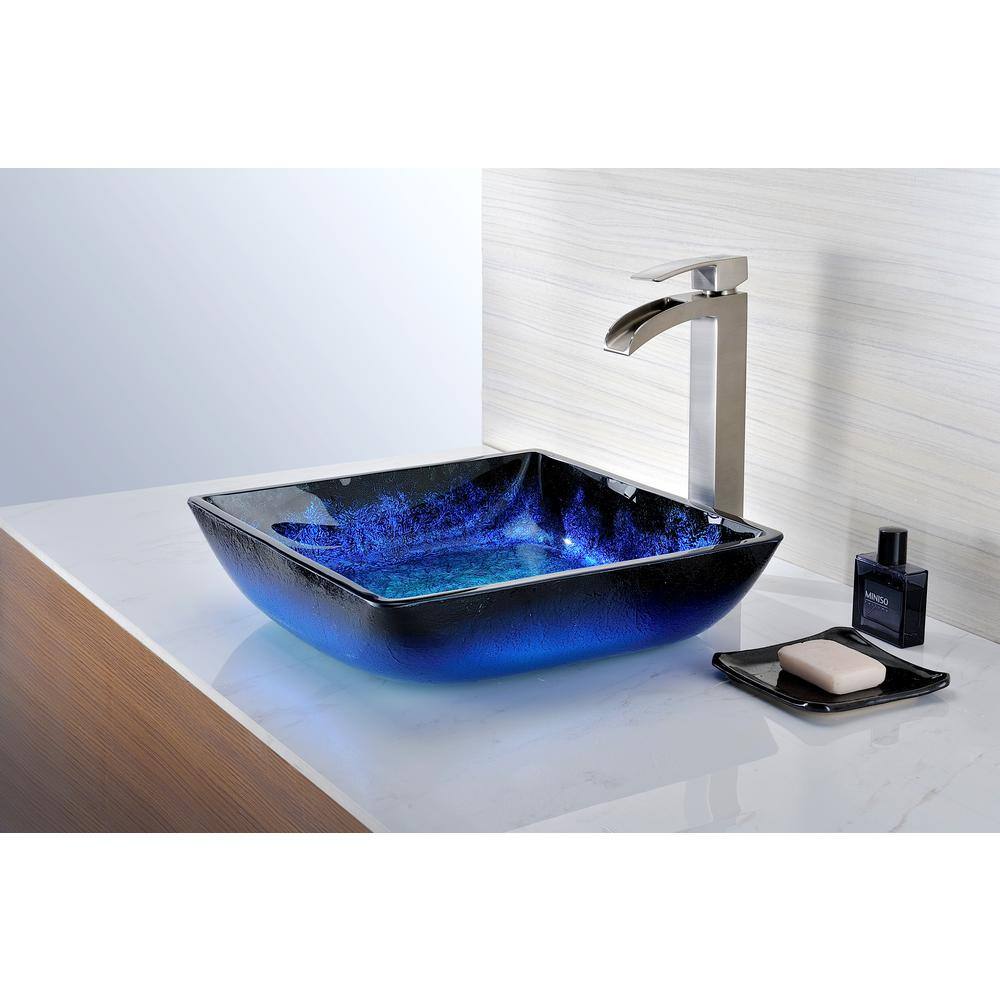 ANZZI Viace Series Deco-Glass Vessel Sink in Blazing Blue LS-AZ056