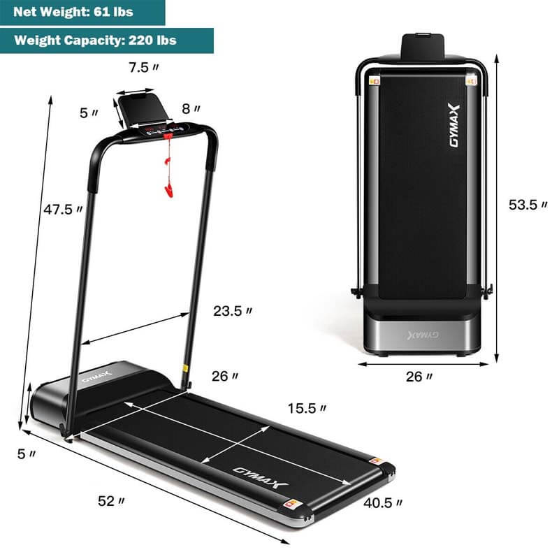 Ultra-thin Folding Treadmill, Compact Electric Motorized Exercise Running Machine with LCD Monitor Low Noise