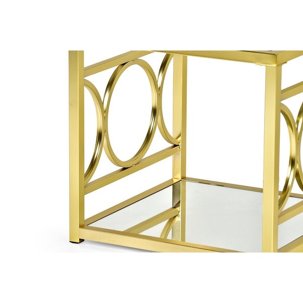 Oria Modern Tempered Glass and Gold Metal End Table by Greyson Living