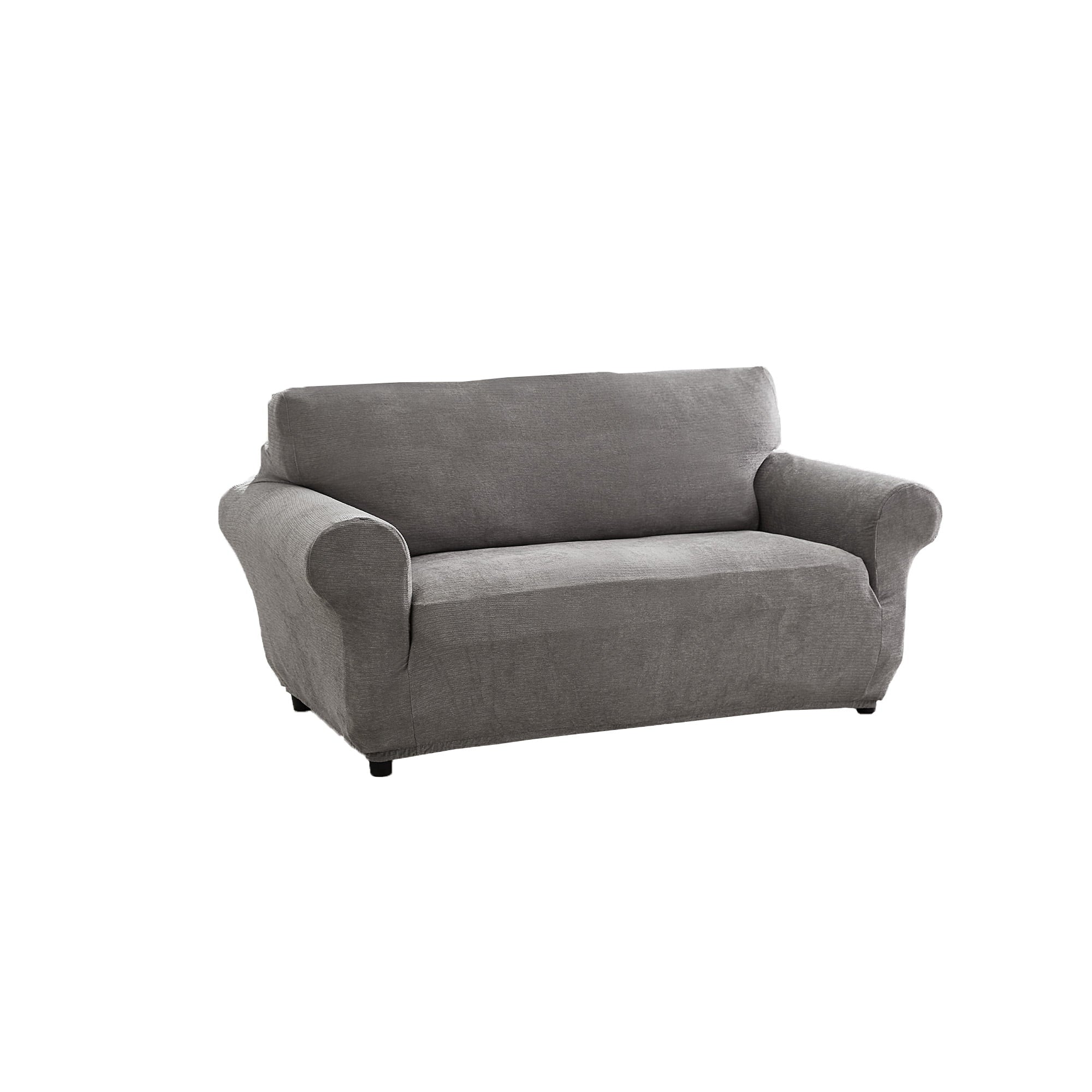 Mainstays Chenille Stretch Fabric Loveseat Slipcover, Grey, 1-Piece