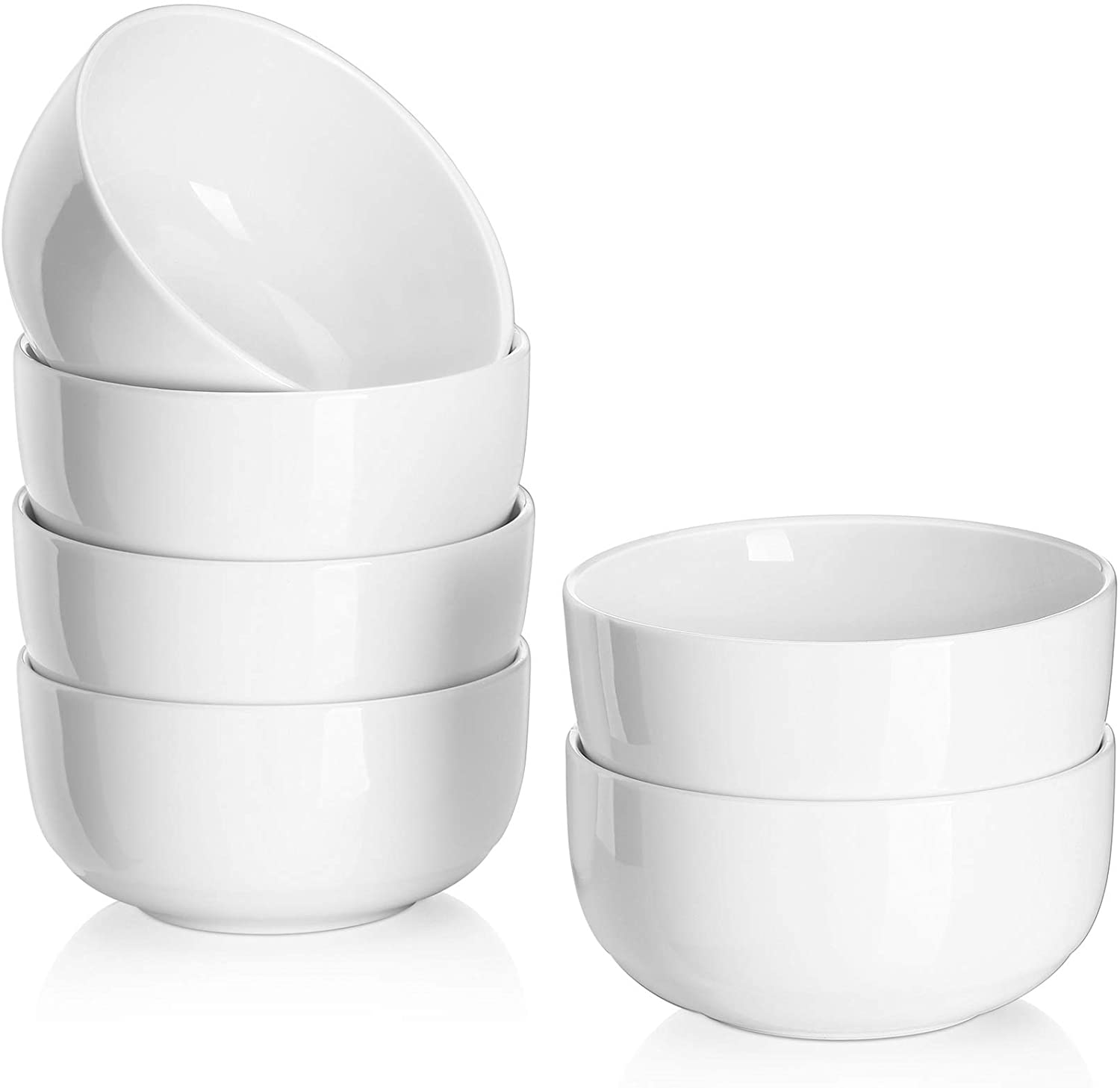 DOWAN Small Bowls， Off White Ceramic Cereal Bowls， 10 oz Dessert Bowls Ice Cream Bowls， 6 Packs Soup Bowls Set for Kitchen， Serving Bowls for Dipping， Rice， Side Dish， Small Portions， Microwave Safe