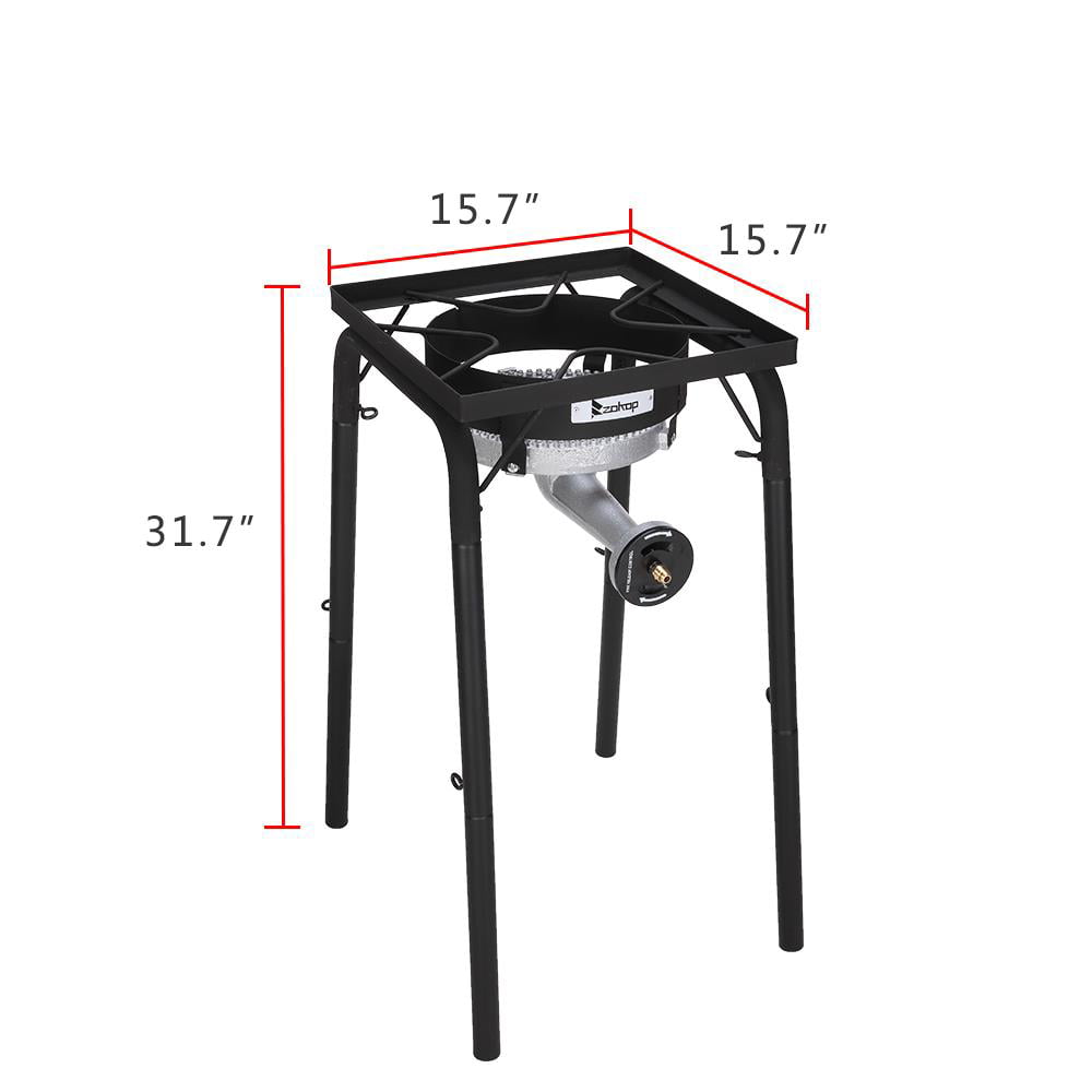 UBesGoo Propane Single Burner 200,000 BTU w/0-20 Psi Regulator, Cast Iron, Black