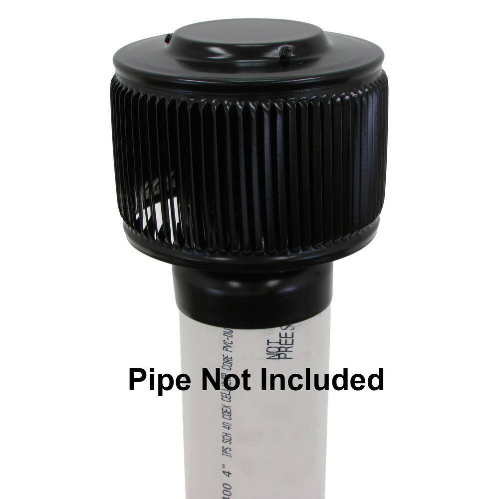 Active Ventilation 4 in. Dia Aura PVC Vent Cap Exhaust with Adapter for Schedule 40 or Schedule 80 PVC Pipe in Black AV-4-PVC-BL