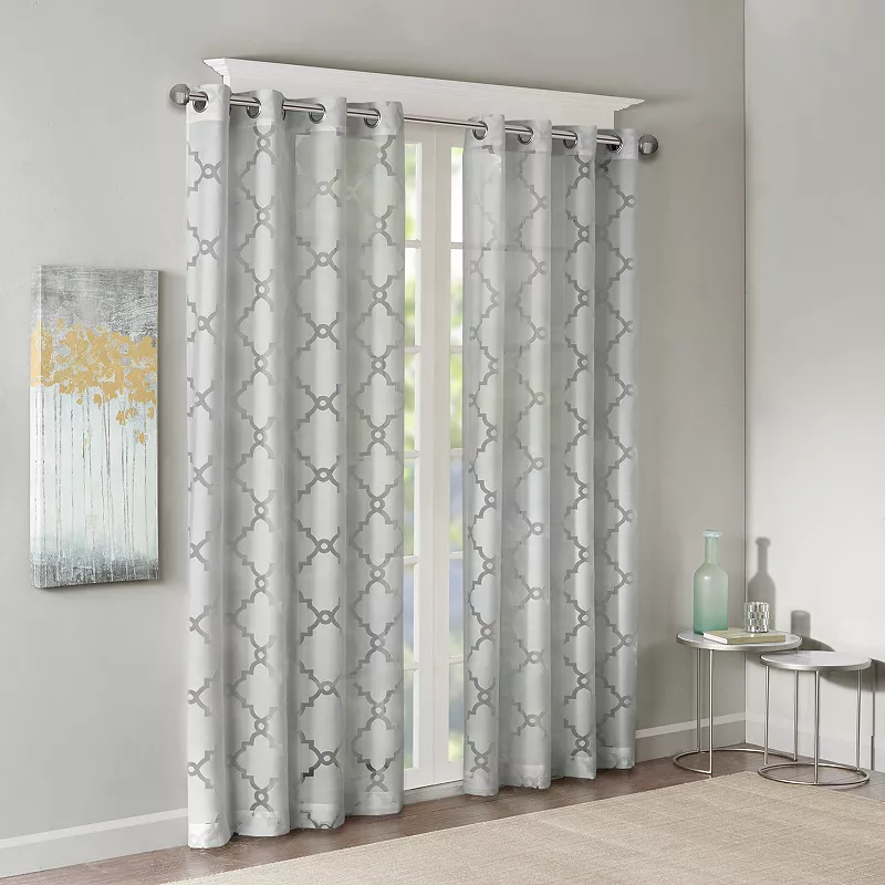 Madison Park 1-Panel Laya Fretwork Sheer Window Curtain