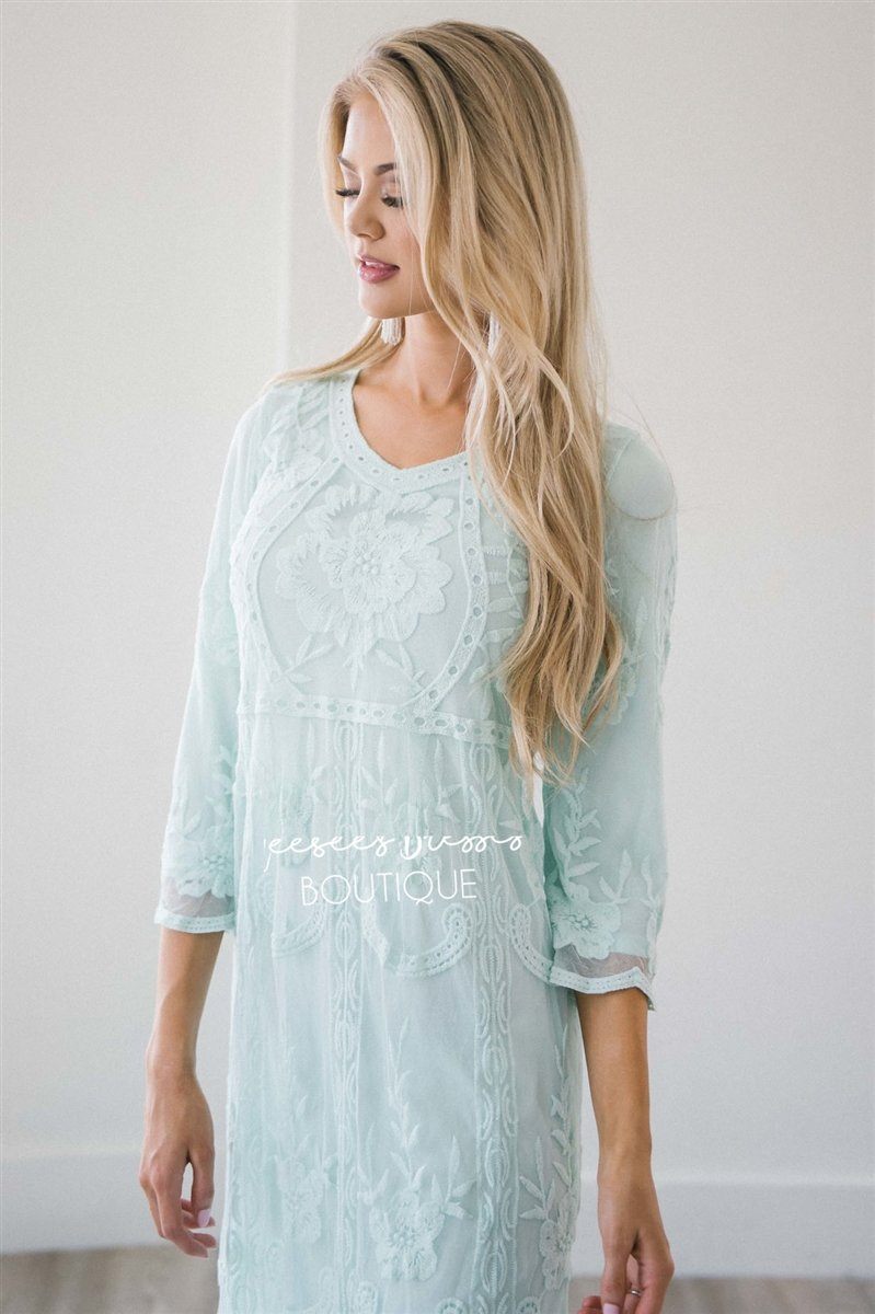 Day Dreamer Lace Dress in Pastel Mint