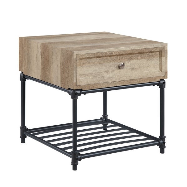 ACME Brantley Square End Table in Oak and Sandy Black