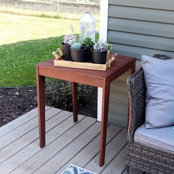 Sunnydaze Meranti Wood with Mahogany Teak Oil Finish Outdoor Table