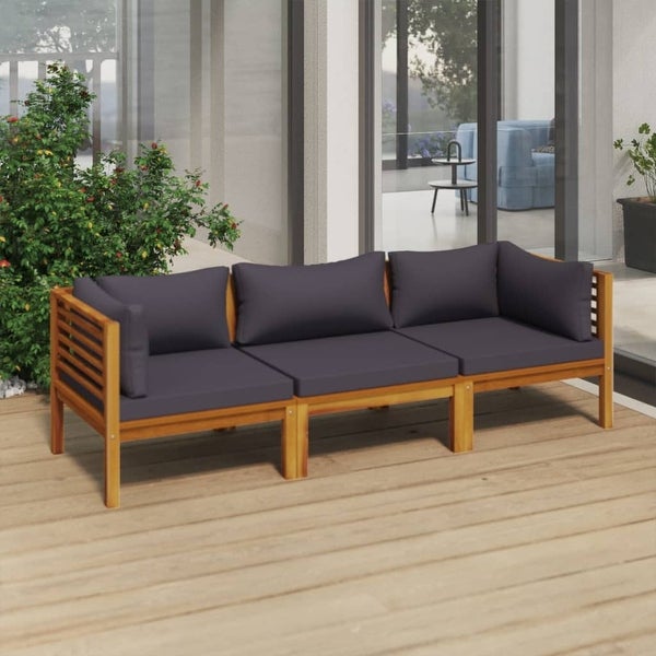 3-Seater Patio Sofa with Cushion Solid Acacia Wood - Overstock - 36196023