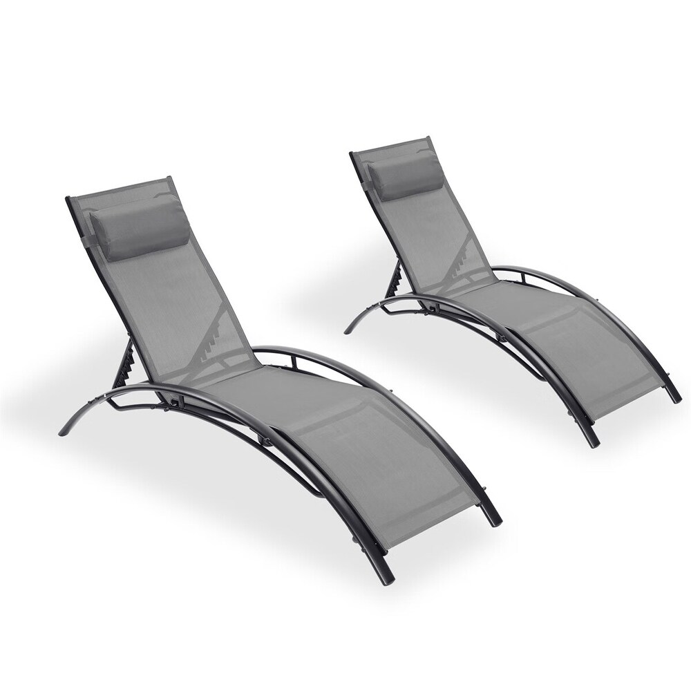 Merax 2PCS Set Chaise Lounges Outdoor Lounge Chair Lounger Recliner Chair