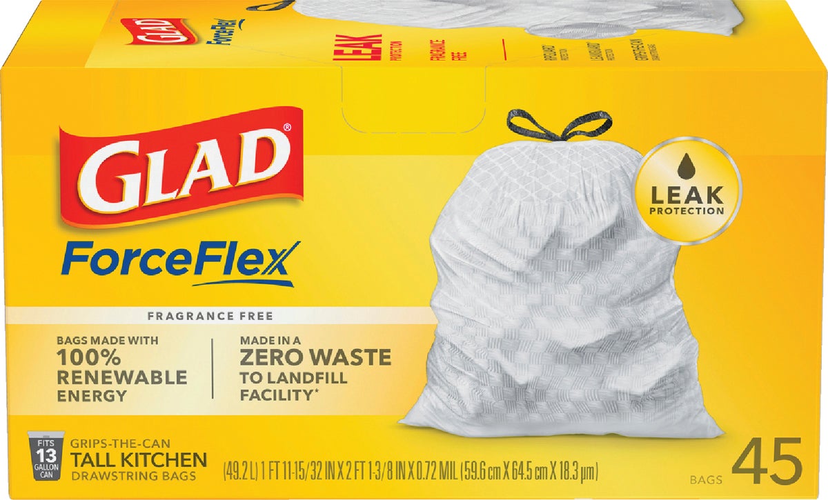 Glad Reinforced Strength Tall Kitchen Trash Bag 13 Gal. White