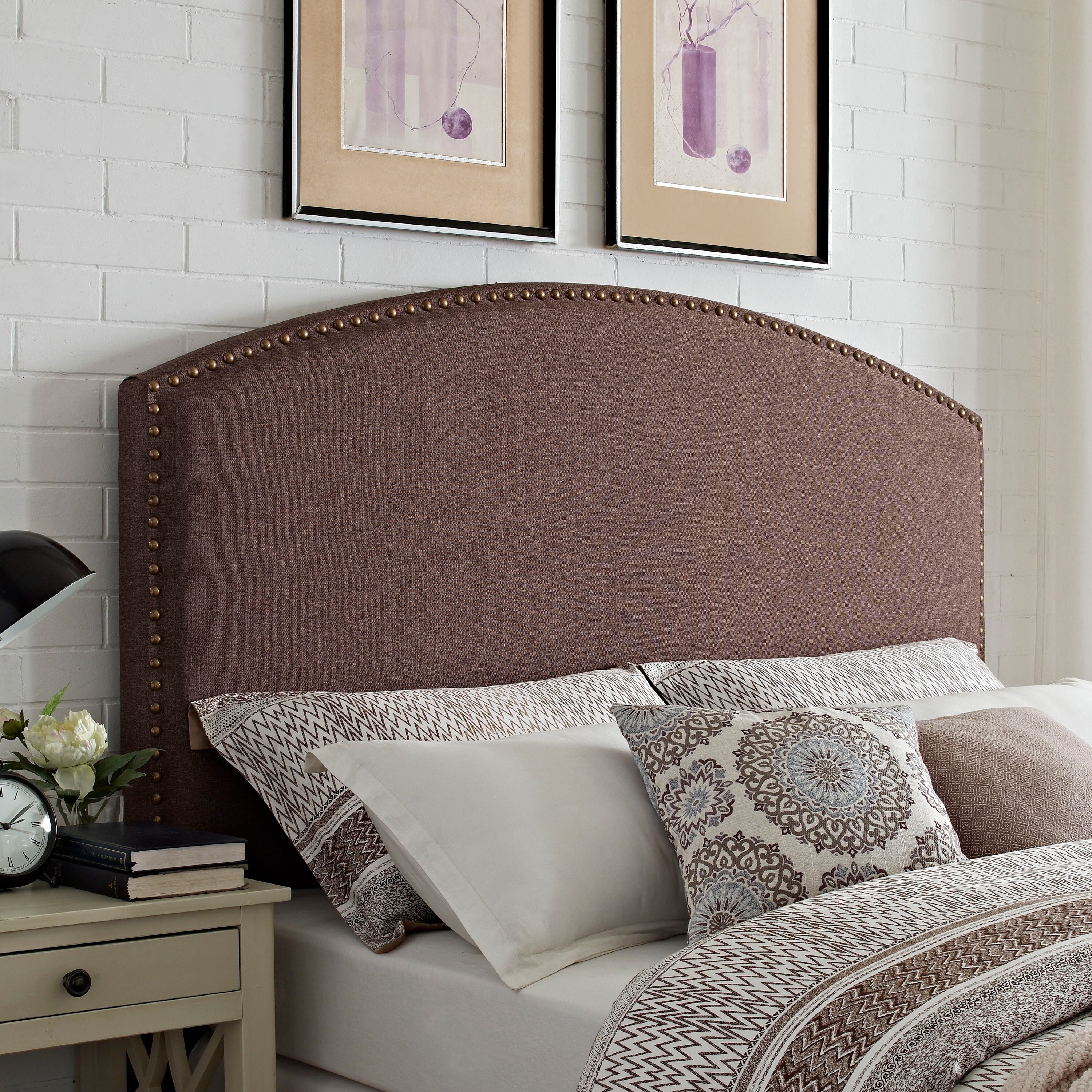 Cassie Curved Upholstered King/Cal King Headboard in Bourbon Linen - - 27103646