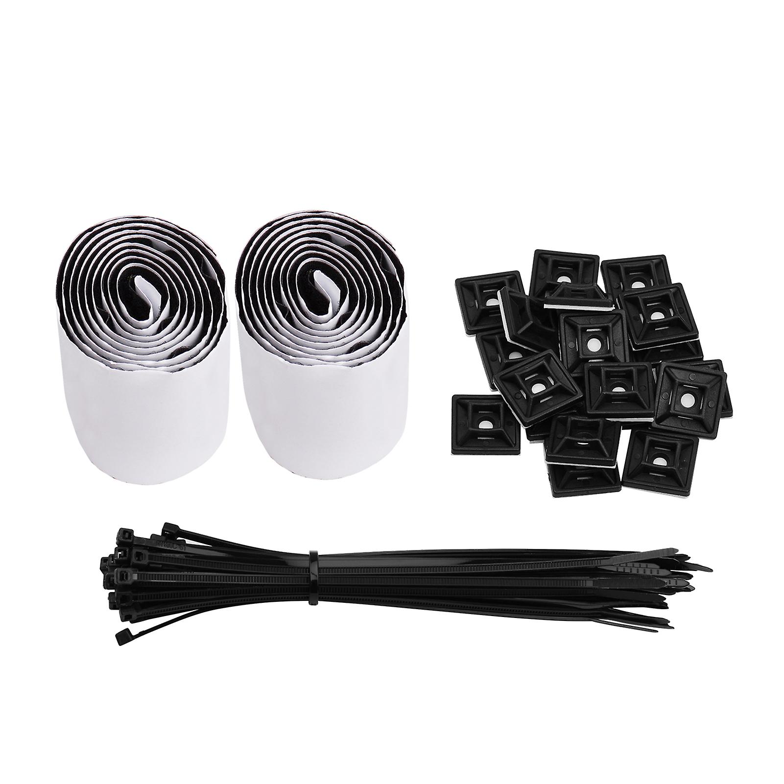 2 Rolls Of Fastener Strips 20 Mounting Clamps 40 Zip Ties Black