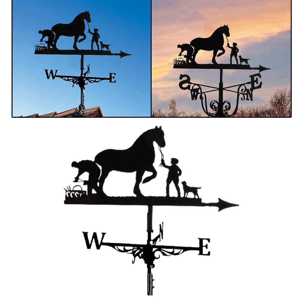 Iron Weather Vane Wind Direction Indicator Outdoor Metal Bracket Weathervane For Horse