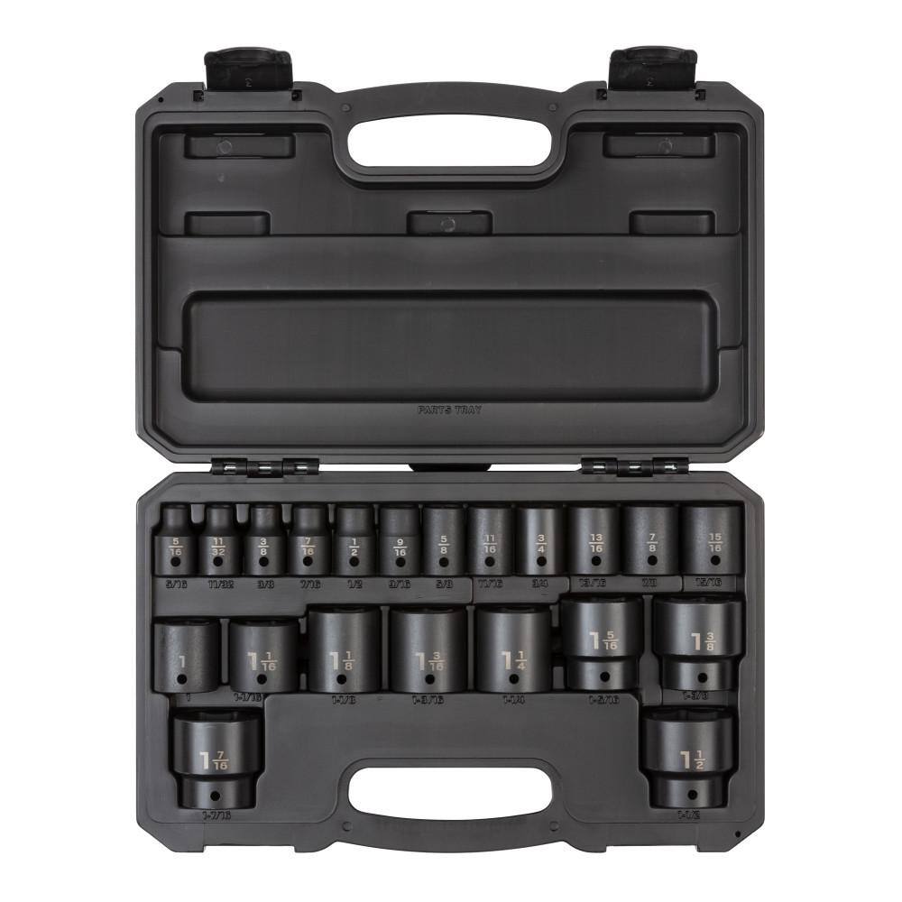 TEKTON SID92302 1/2 in. Drive 6-Point Impact Socket Set， 21-Piece (5/16 in. - 1-1/2 in.)