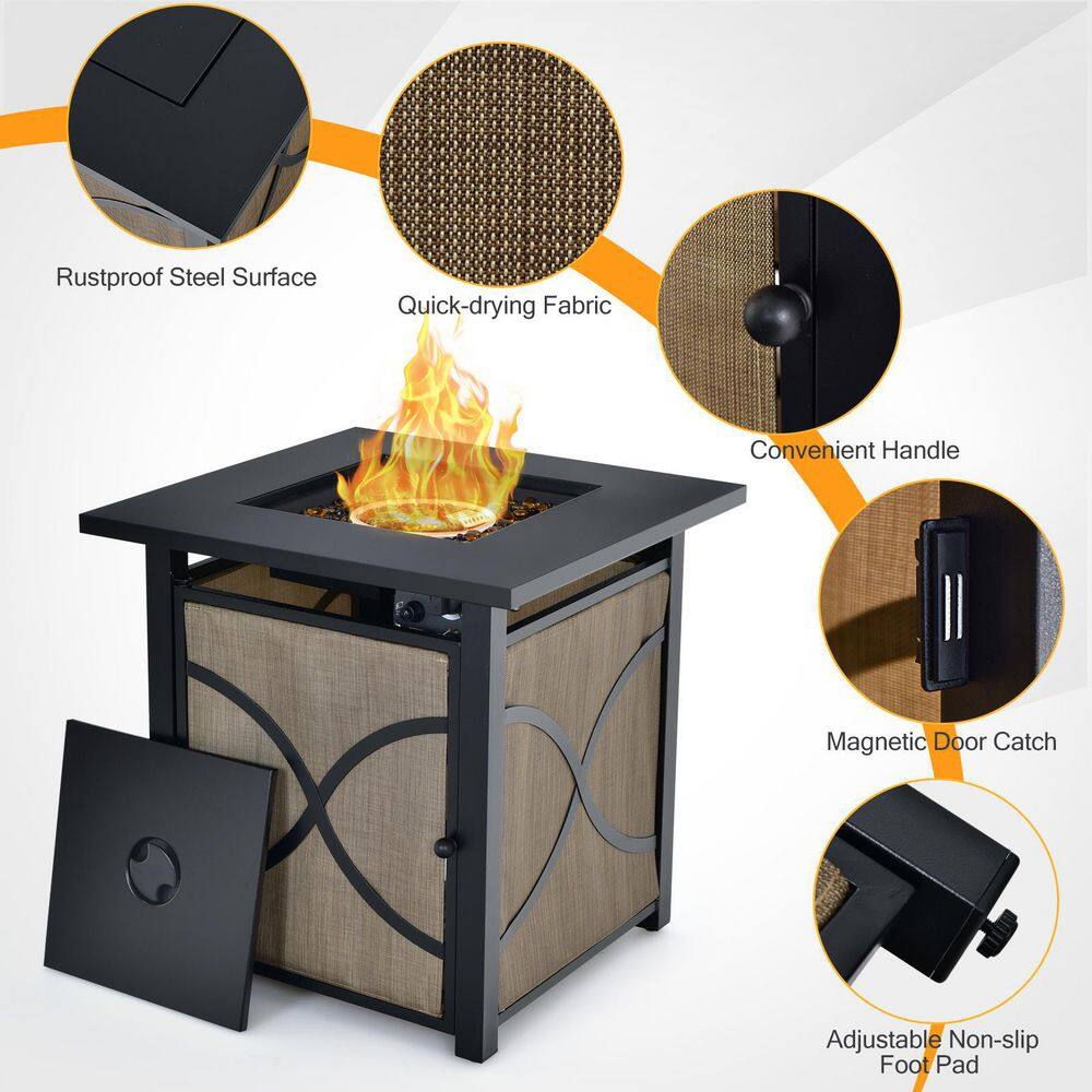 HONEY JOY 25 in. Square Metal Propane Outdoor Fire Pit Table 40000 BTU Gas Patio Firetable for Backyard Garden Deck TOPB005480