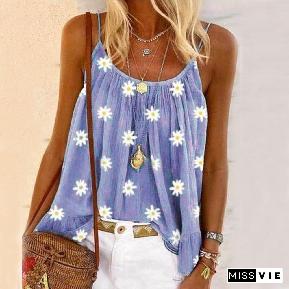 Daisy Print Strappy Casual Camisole