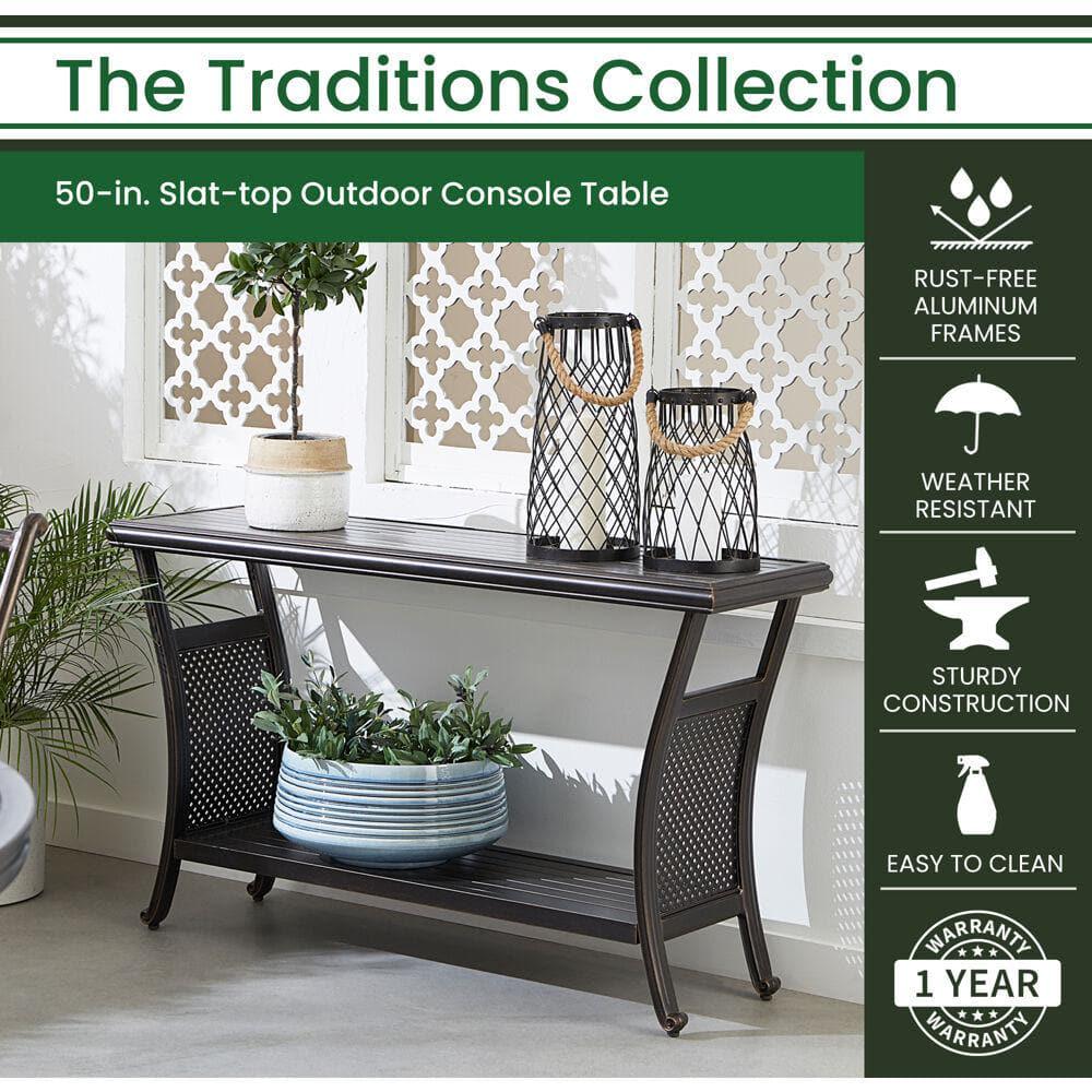 Hanover Traditions Aluminum SlatTop Outdoor Console Table