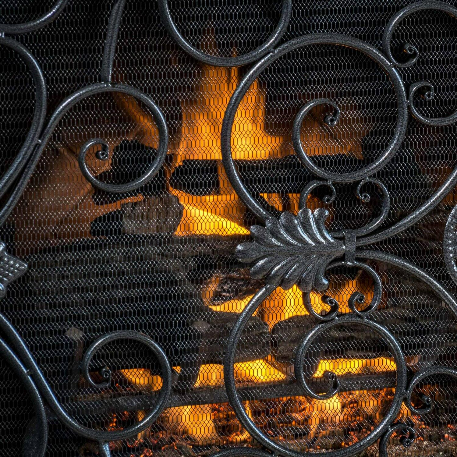 Laurentia Panel Iron Fireplace Screen