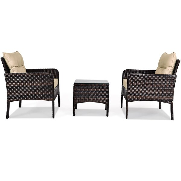 3 Piece Patio Outdoor Rattan Furniture Set - Modern Furniture - Overstock - 37515370