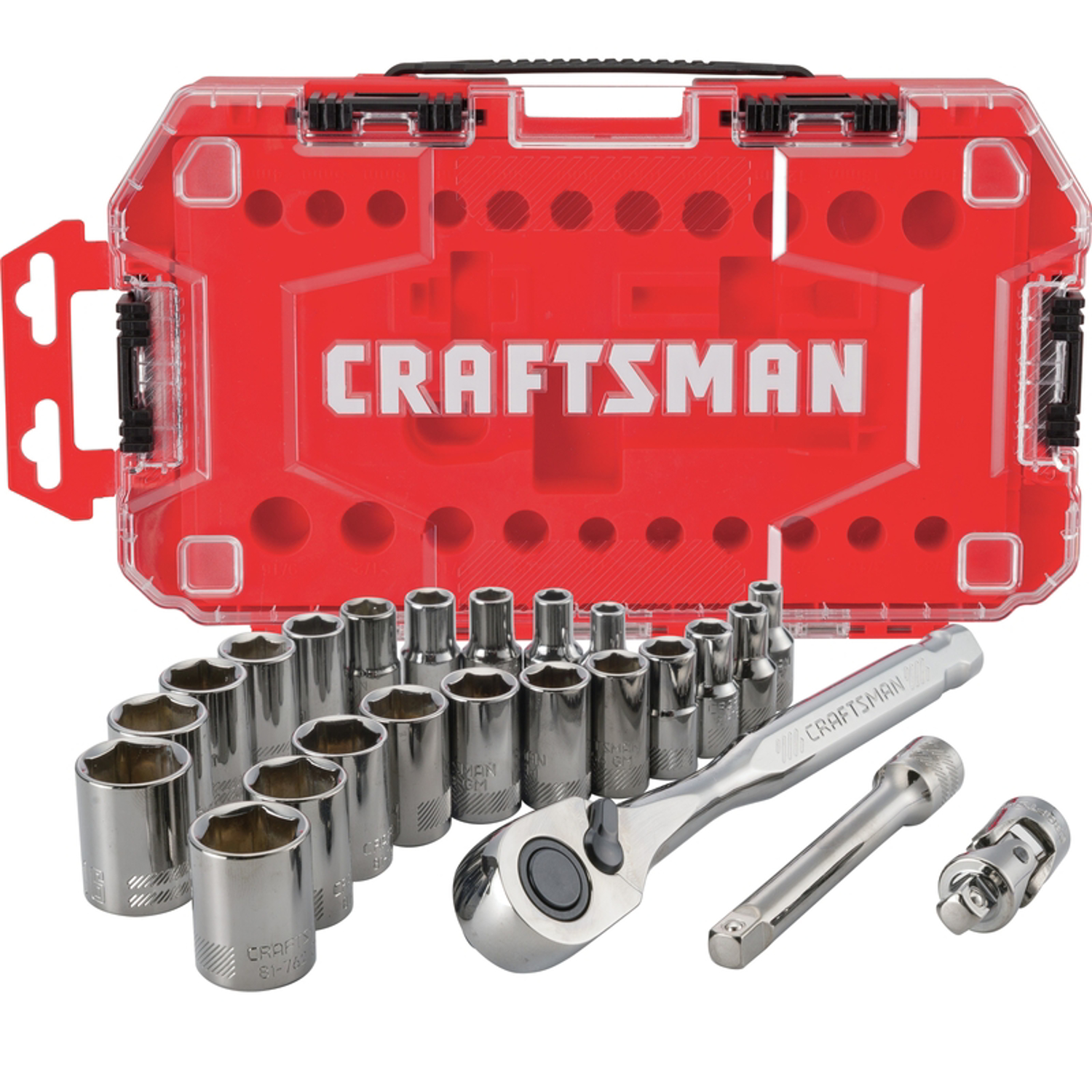 Craftsman 1/4 in. drive Metric and SAE 6 Point Socket and Ratchet Set 24 pc