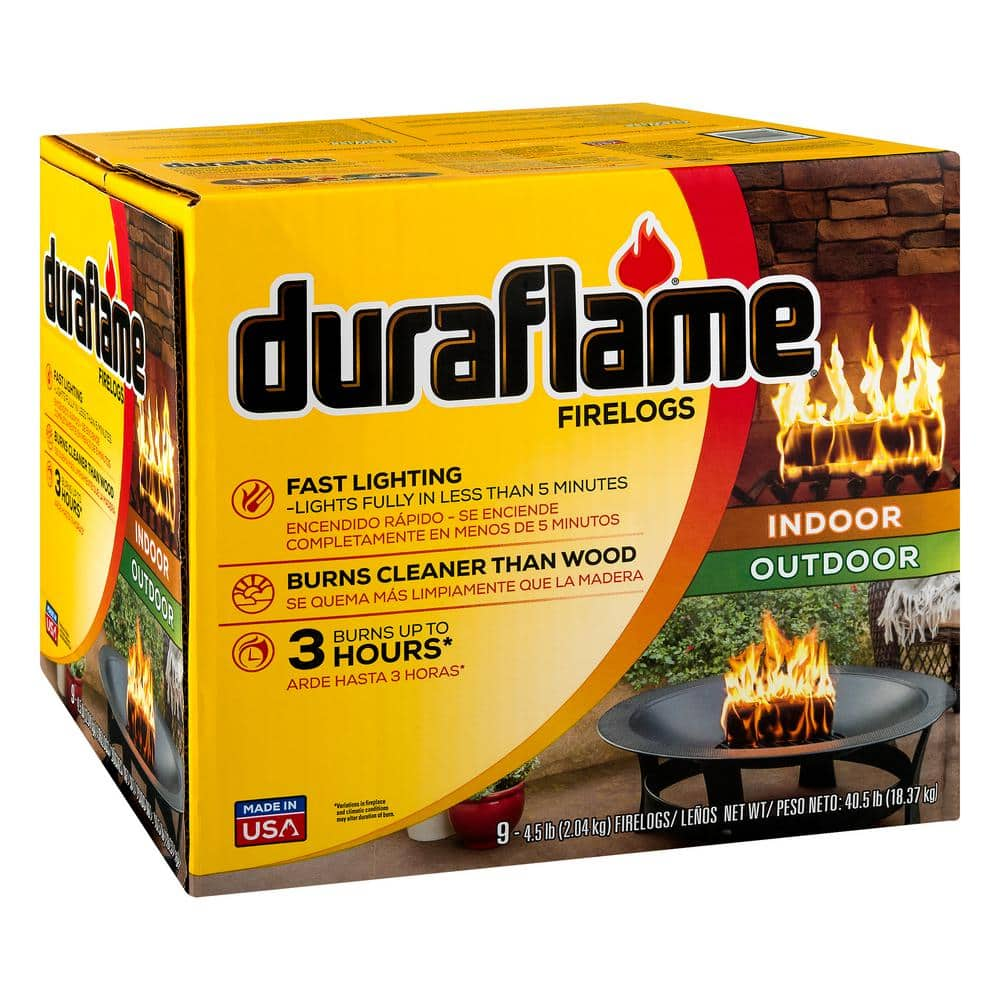 Duraflame 4.5 lb. Indoor/Outdoor Wax Firelogs (9-Pack)， 3 Hour Burn 09405