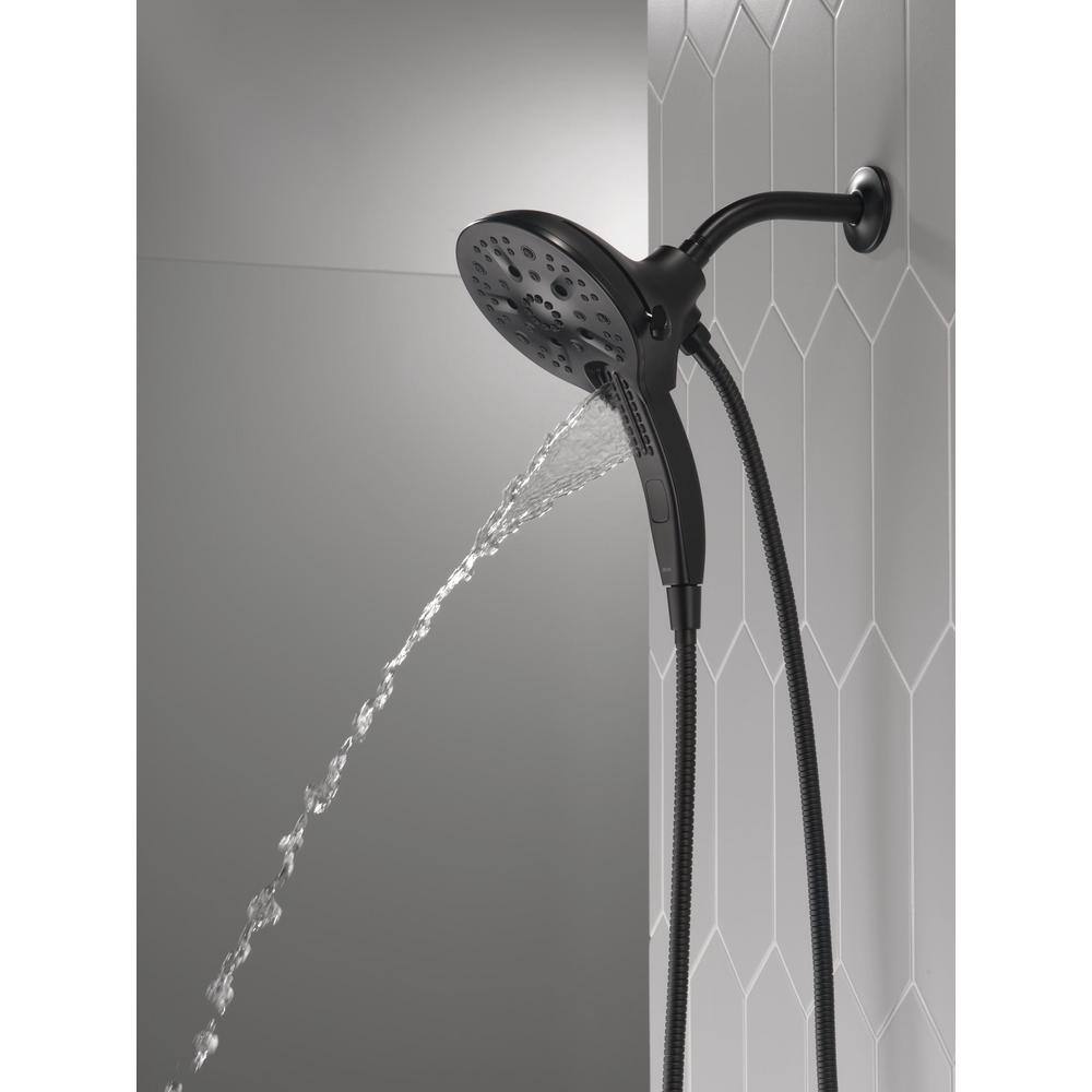 Delta In2ition 5-Spray Patterns 2.5 GPM 6.25 in. Wall Mount Dual Shower Heads in Matte Black 58620-BL25-PK