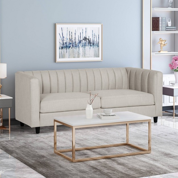 Humbolt Contemporary Channel Stitched Sofa Beige Christopher Knight Home