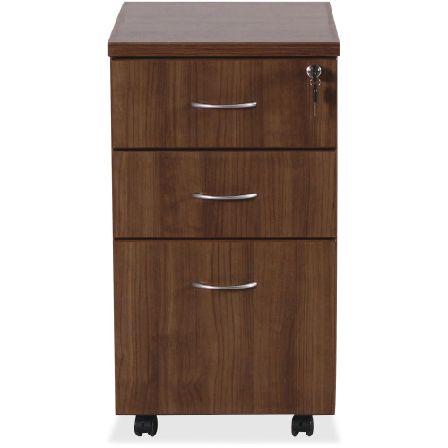 Lorell Essentials Walnut Freestanding Mobile Pedestal - 3-Drawer (69983)