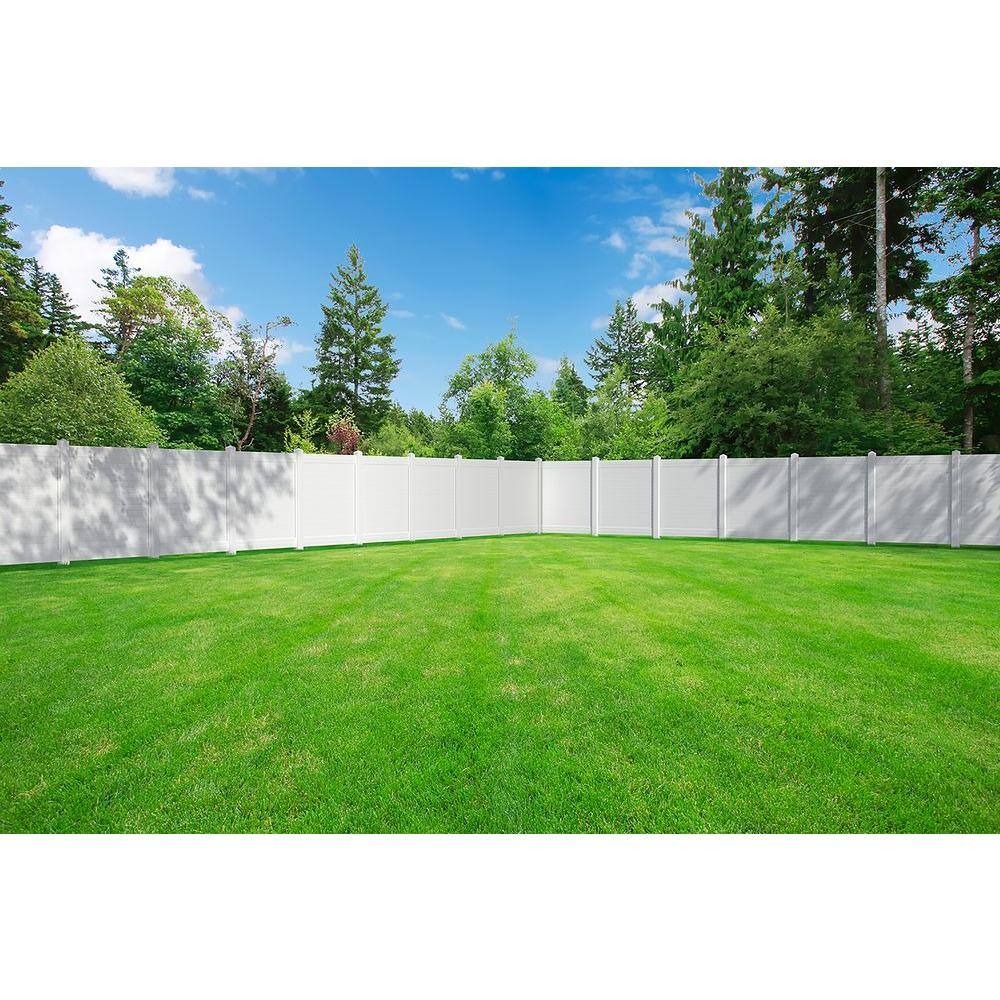 Veranda 5 in. x 5 in. x 8 ft. White Vinyl Routed Fence End Post 238593