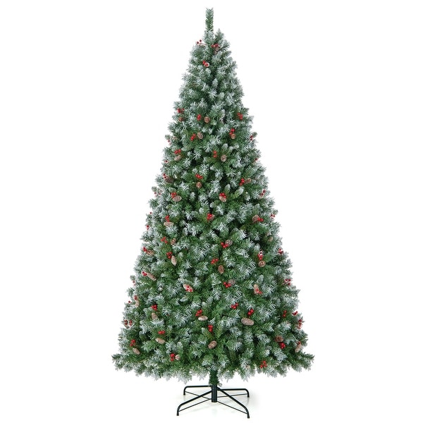 Holiday Hinged Christmas Tree with PVC Branch Tips，Warm White LED Lights