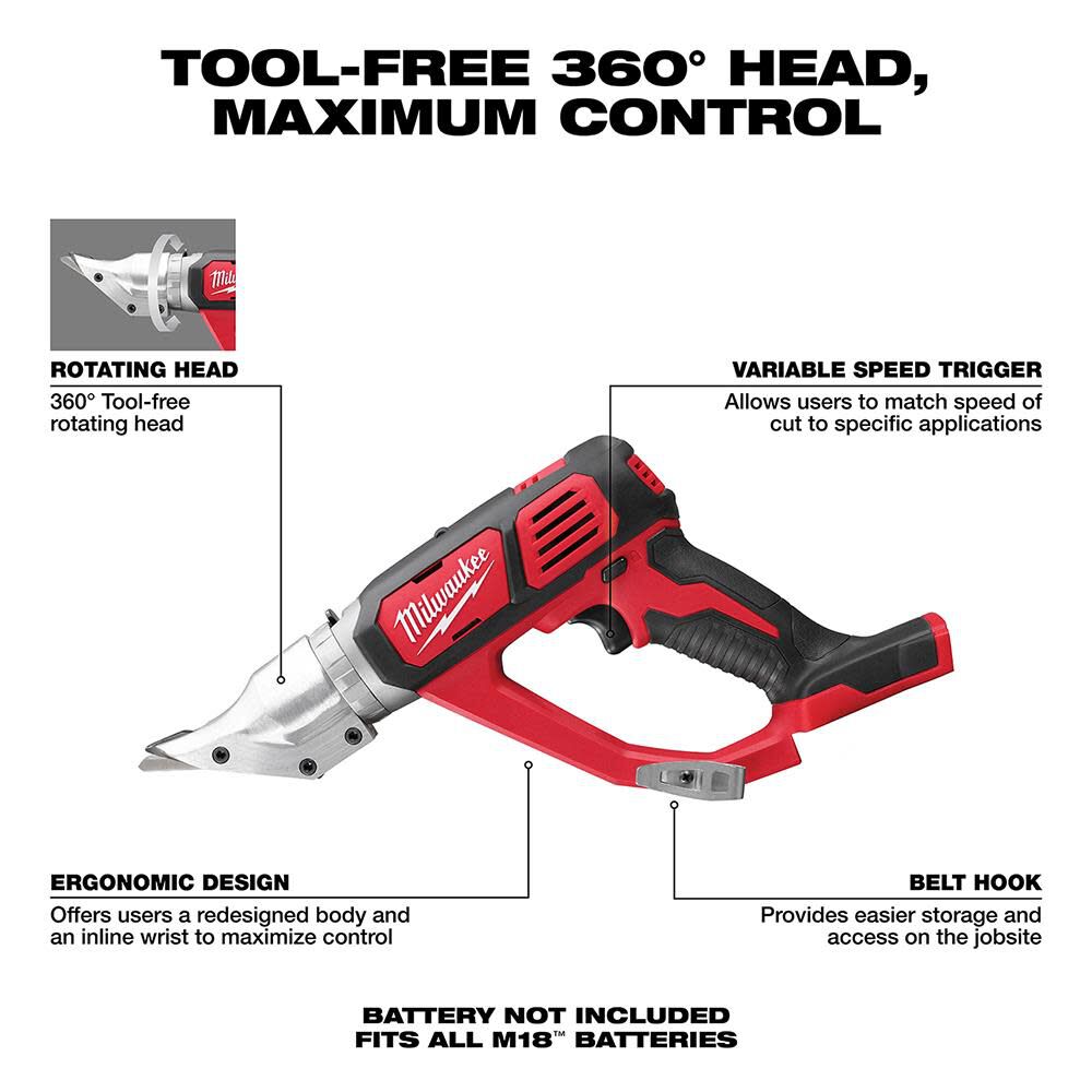 Milwaukee M18 Shear Cordless 18 Gauge Double Cut Reconditioned 2635-80 from Milwaukee